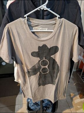 Men’s Short Sleeve Tee - Taupe with Black Graphic